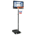 4.3-8.2 Feet Portable Basketball Hoop with Adjustable Height and Wheels-Blue - Black & Blue - Sport Equipments