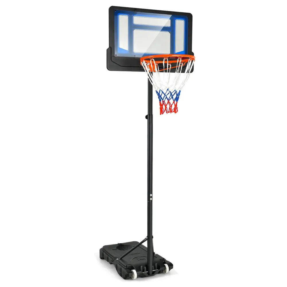 4.3-8.2 Feet Portable Basketball Hoop with Adjustable Height and Wheels-Blue - Black & Blue - Sport Equipments
