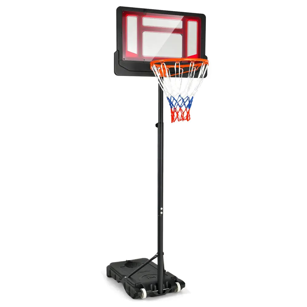 4.3-8.2 FT Portable Basketball Hoop with Adjustable Height and Wheels-Red - Black & Red - Sport Equipments