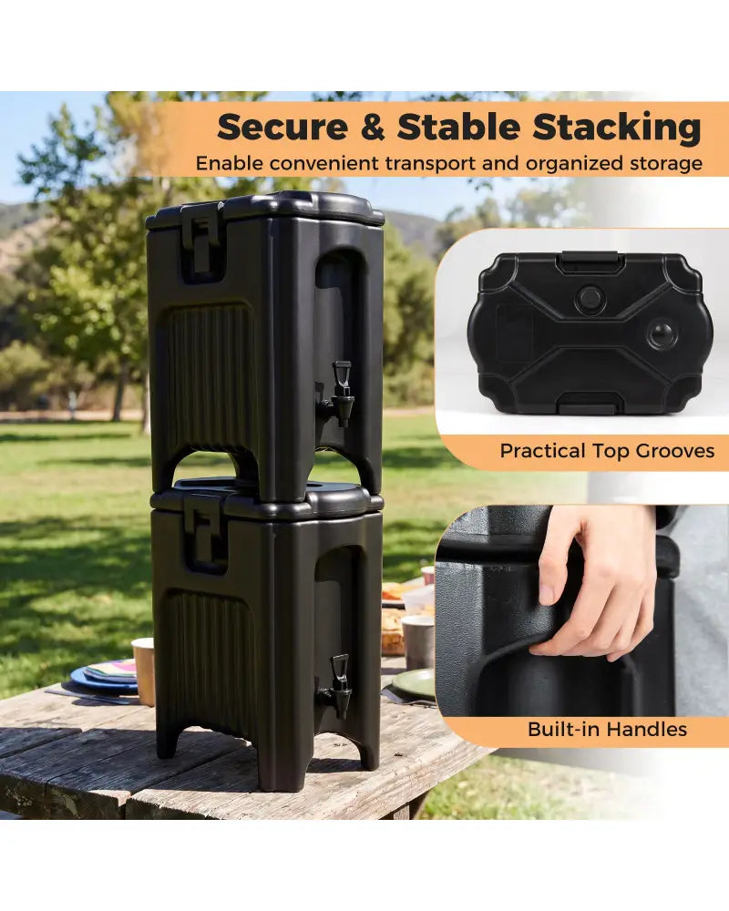 4.4 Gallons Insulated Beverage Dispenser with Ergonomic Handles Set of 2-Black - Black - Water Dispensers