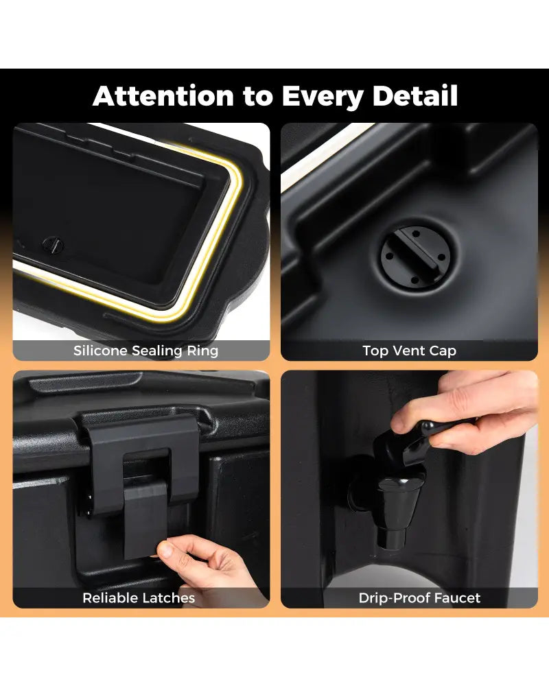 4.4 Gallons Insulated Beverage Dispenser with Ergonomic Handles Set of 2-Black - Black - Water Dispensers