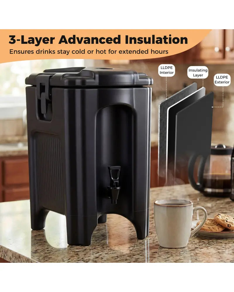 4.4 Gallons Insulated Beverage Dispenser with Ergonomic Handles Set of 2-Black - Black - Water Dispensers