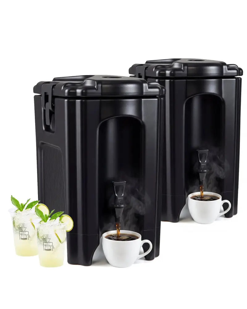 4.4 Gallons Insulated Beverage Dispenser with Ergonomic Handles Set of 2-Black - Black - Water Dispensers