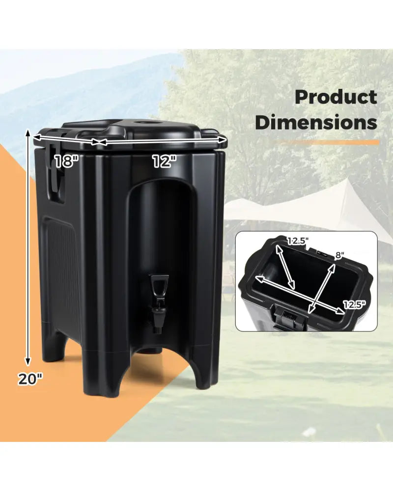 4.4 Gallons Insulated Beverage Dispenser with Handles and Drip-Proof Faucet-Black - Black - Water Dispensers