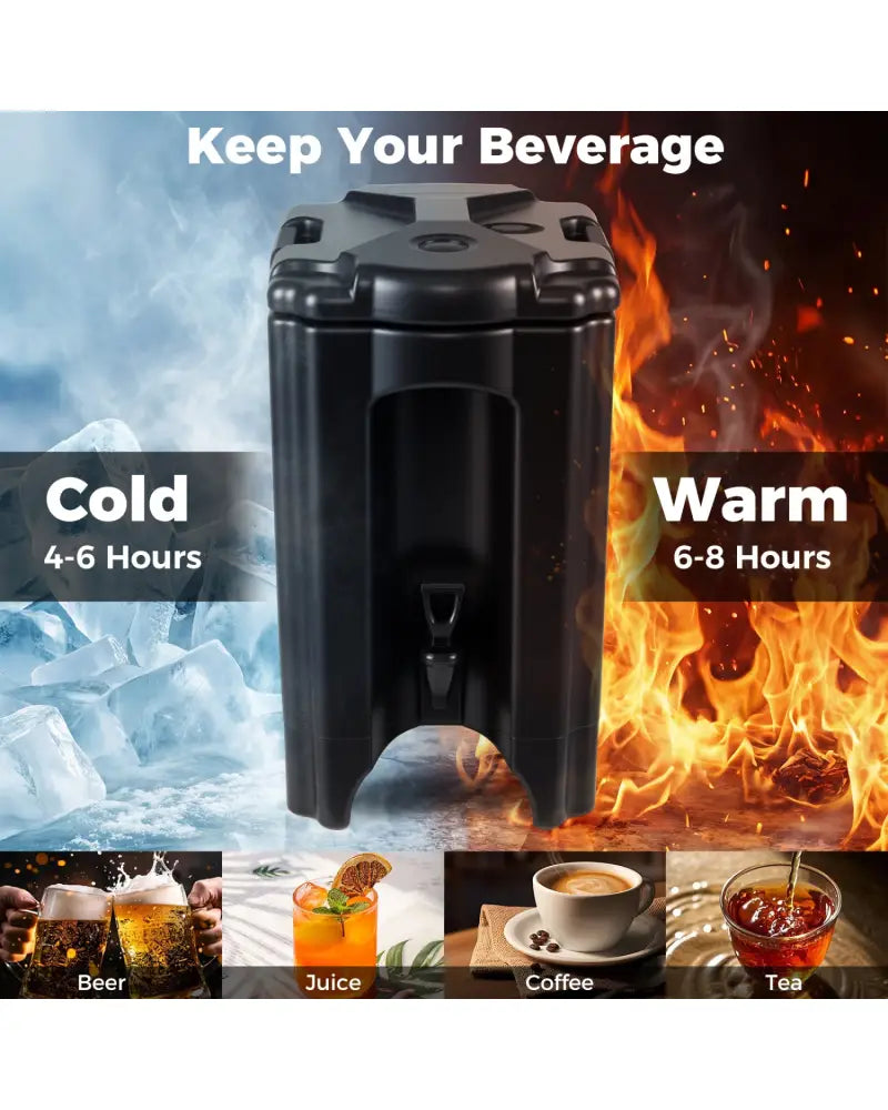 4.4 Gallons Insulated Beverage Dispenser with Handles and Drip-Proof Faucet-Black - Black - Water Dispensers