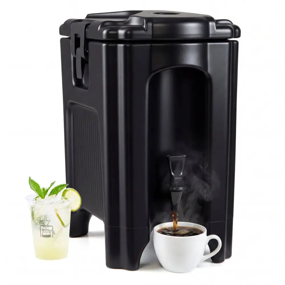 4.4 Gallons Insulated Beverage Dispenser with Handles and Drip-Proof Faucet-Black - Black - Water Dispensers