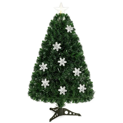 4 / 5 / 6 Feet LED Optic Artificial Christmas Tree with Snowflakes - Green - Christmas Tree