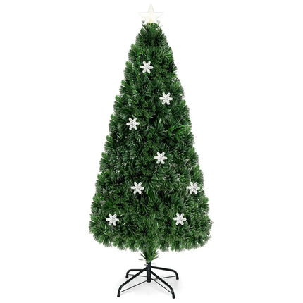 4 / 5 / 6 Feet LED Optic Artificial Christmas Tree with Snowflakes - Green - Christmas Tree