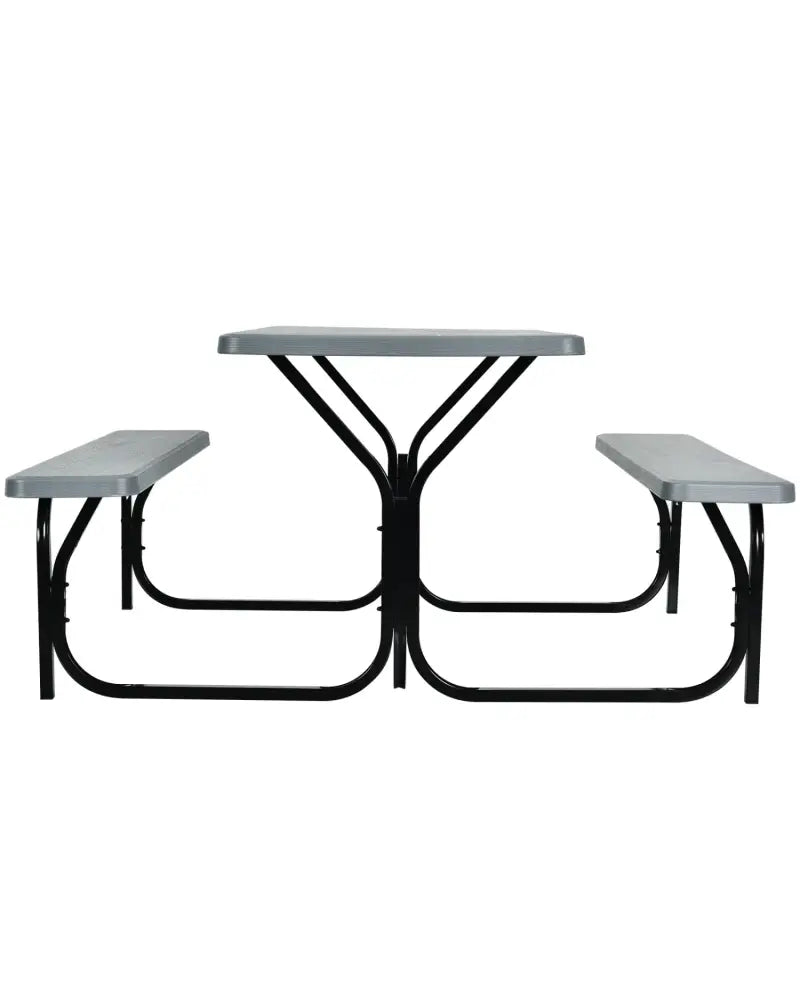 4.5 FT Outdoor Picnic Table Bench Set with HDPE Tabletop for 4-Person-Gray - Gray - Picnic Tables