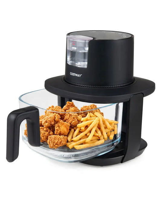 4.5L Glass Air Fryer with Steam Frying Mode-Black - Black - Air Fryers