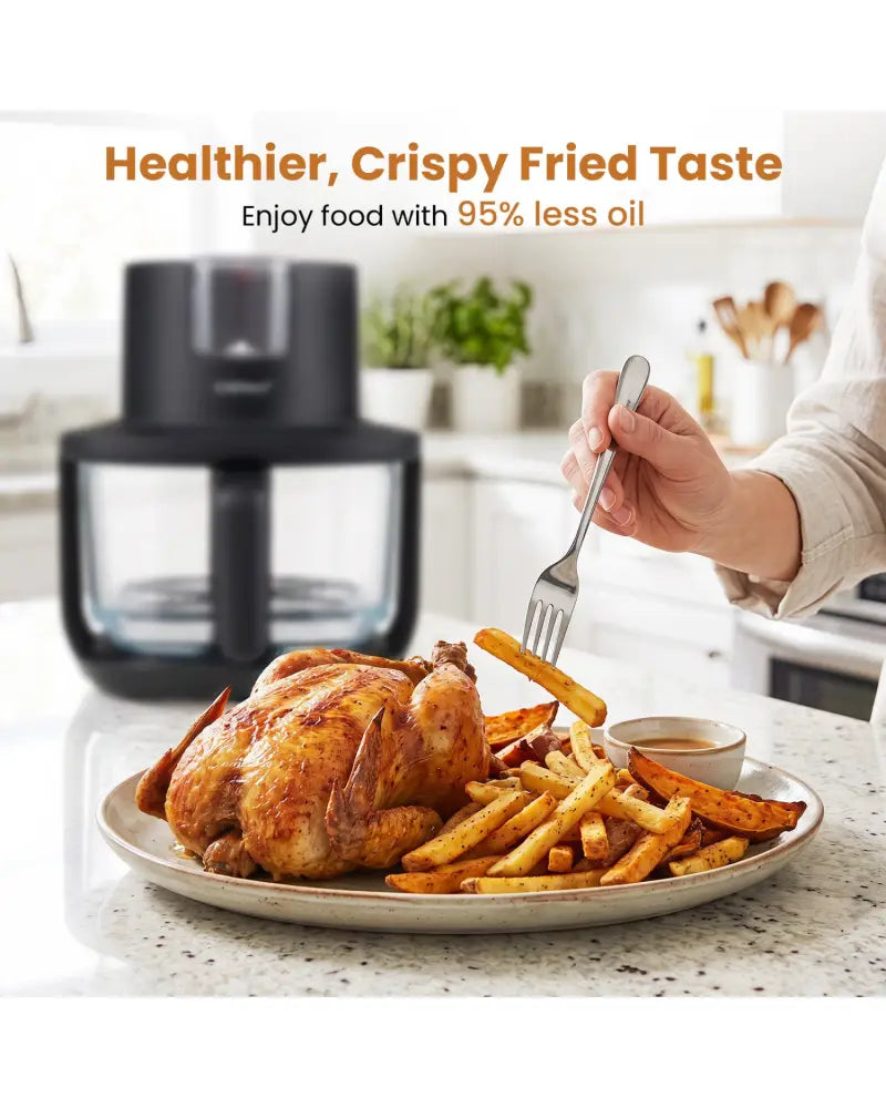 4.5L Glass Air Fryer with Steam Frying Mode-Black - Black - Air Fryers
