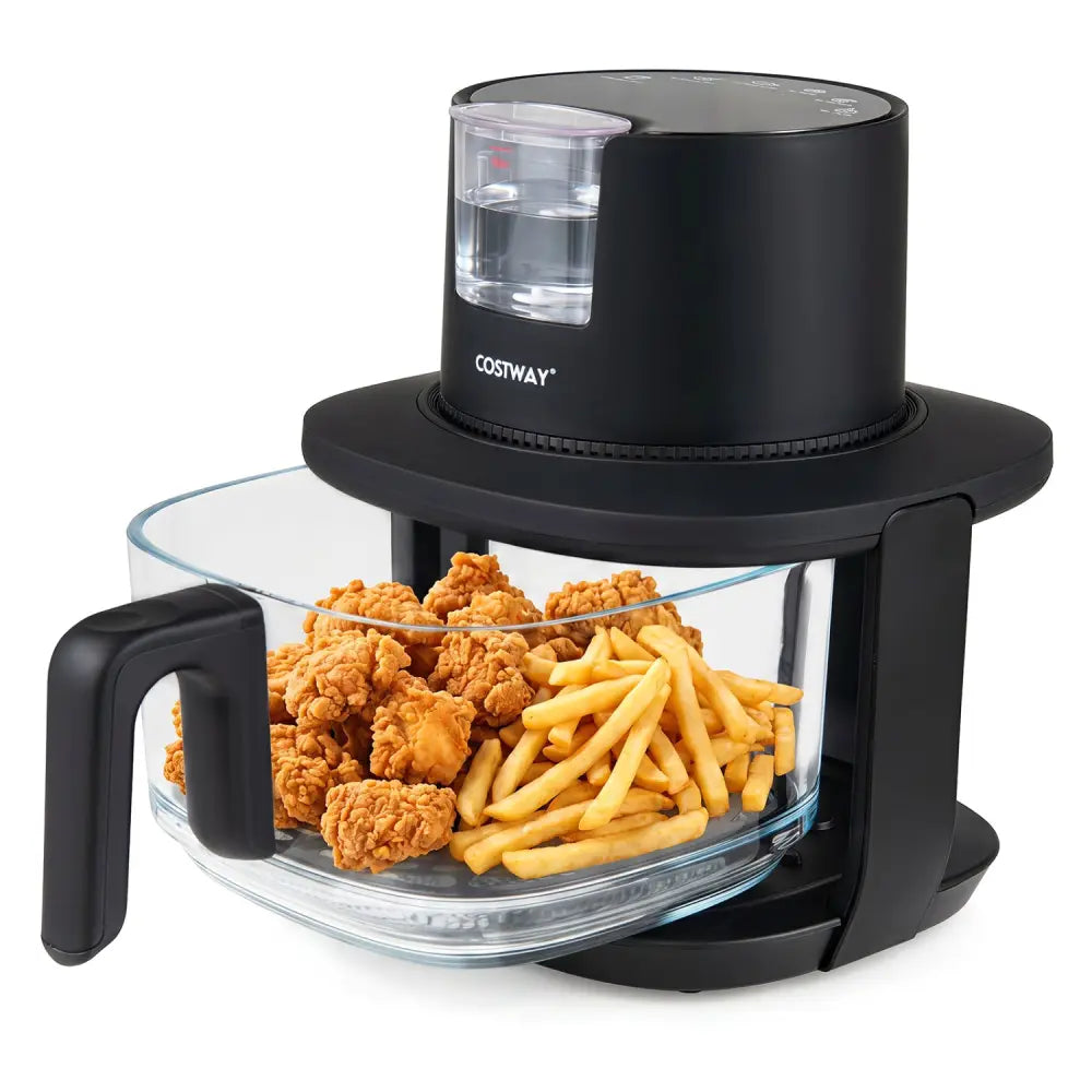 4.5L Glass Air Fryer with Steam Frying Mode-Black - Black - Air Fryers