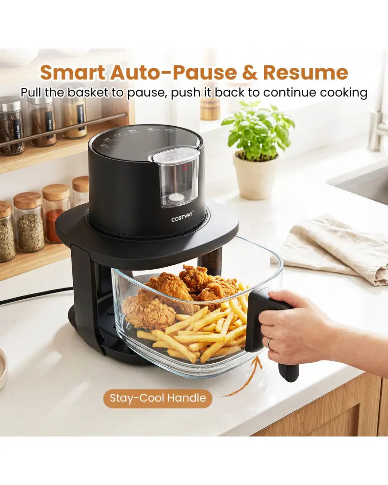 4.5L Glass Air Fryer with Steam Frying Mode-Black - Black - Air Fryers