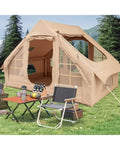 4-6 People Inflatable Camping Tent with 4 Mesh Screen Windows and 2 Doors-White - White - Tents