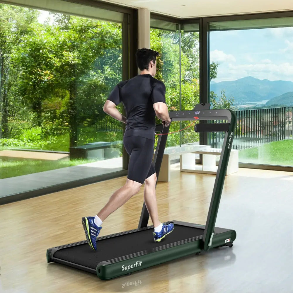 4.75HP 2 In 1 Folding Treadmill with Remote APP Control-Green - Green - Treadmills