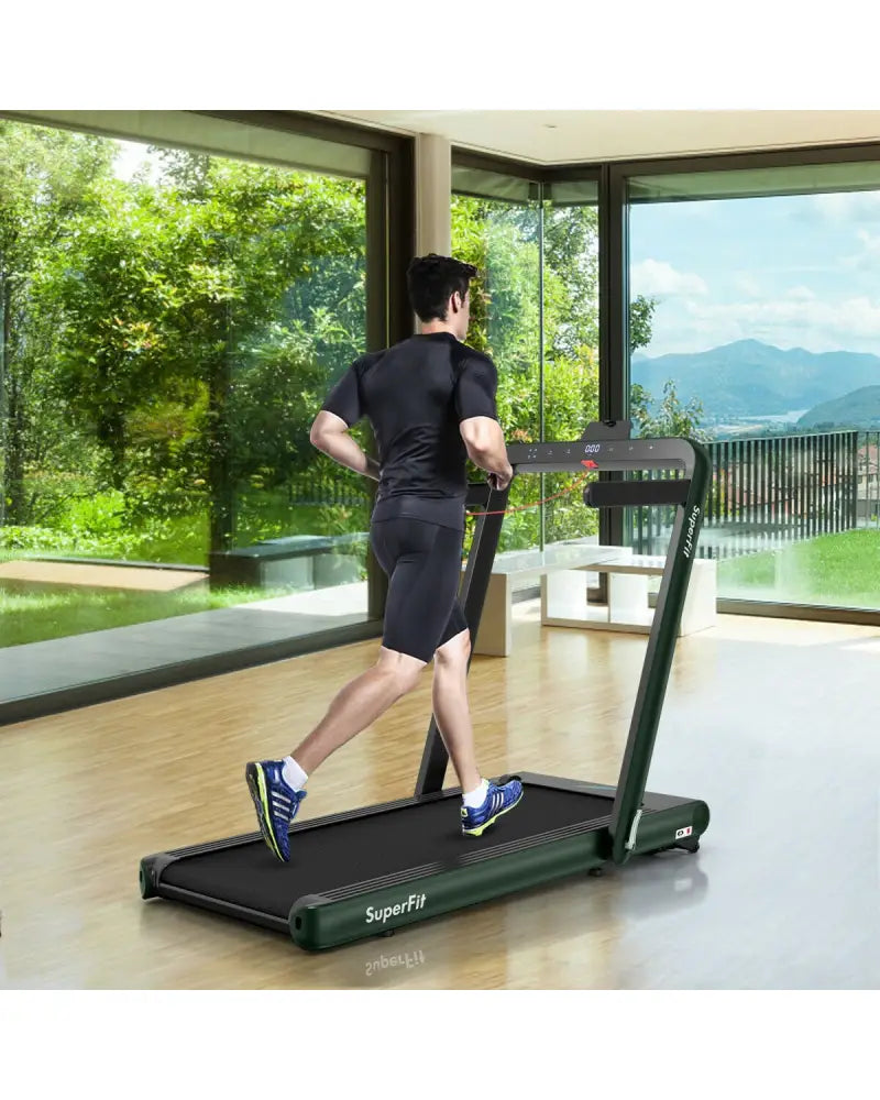 4.75HP 2 In 1 Folding Treadmill with Remote APP Control-Green - Green - Treadmills