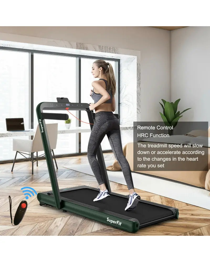 4.75HP 2 In 1 Folding Treadmill with Remote APP Control-Green - Green - Treadmills