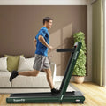 4.75HP 2 In 1 Folding Treadmill with Remote APP Control-Green - Green - Treadmills
