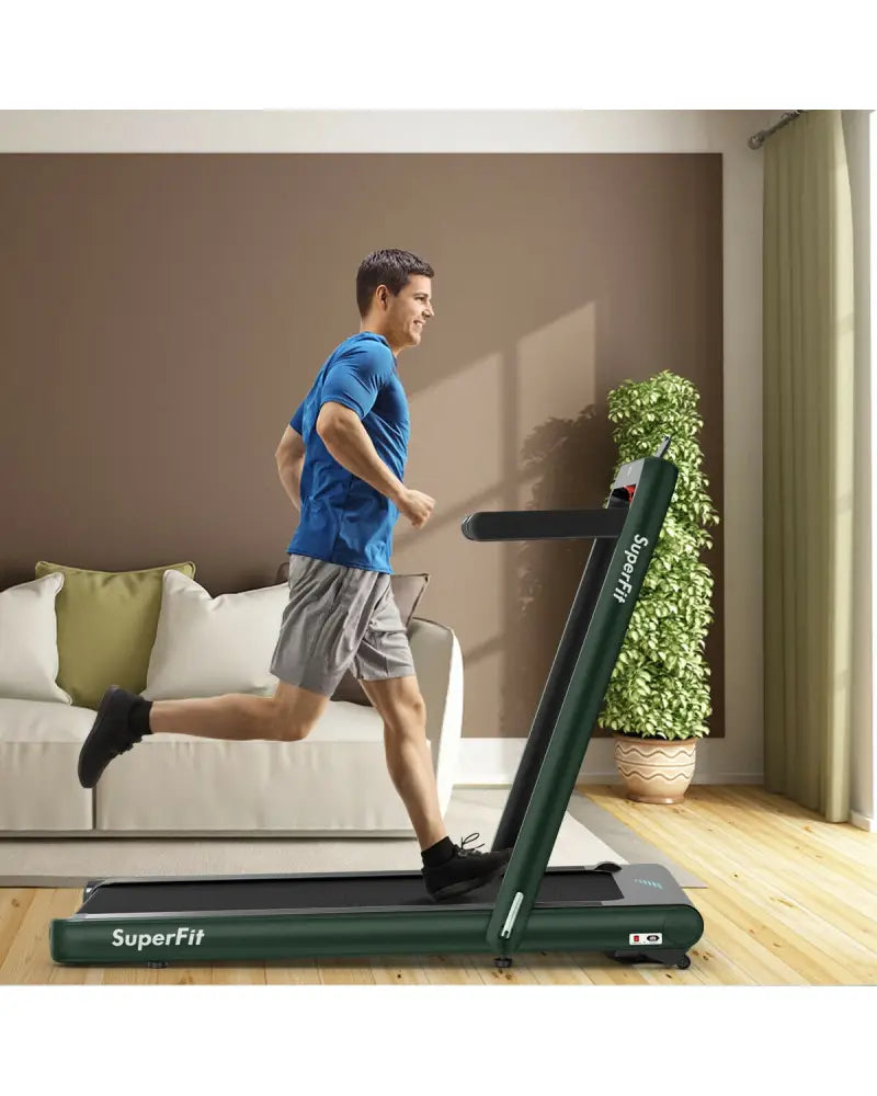 4.75HP 2 In 1 Folding Treadmill with Remote APP Control-Green - Green - Treadmills