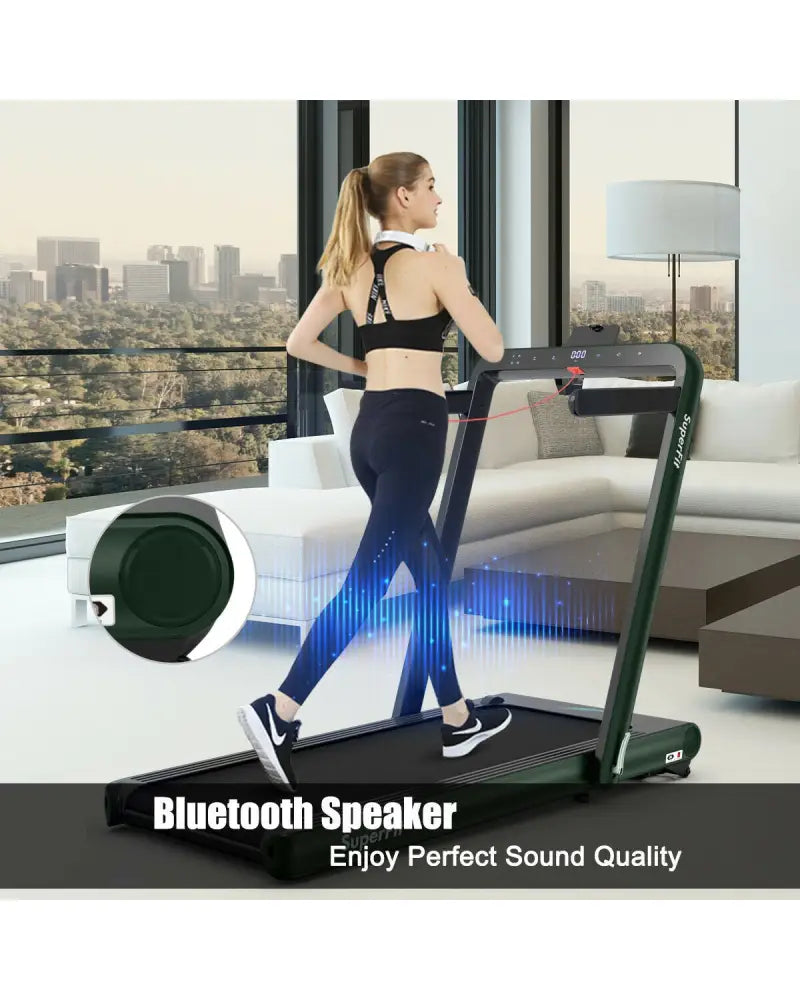 4.75HP 2 In 1 Folding Treadmill with Remote APP Control-Green - Green - Treadmills