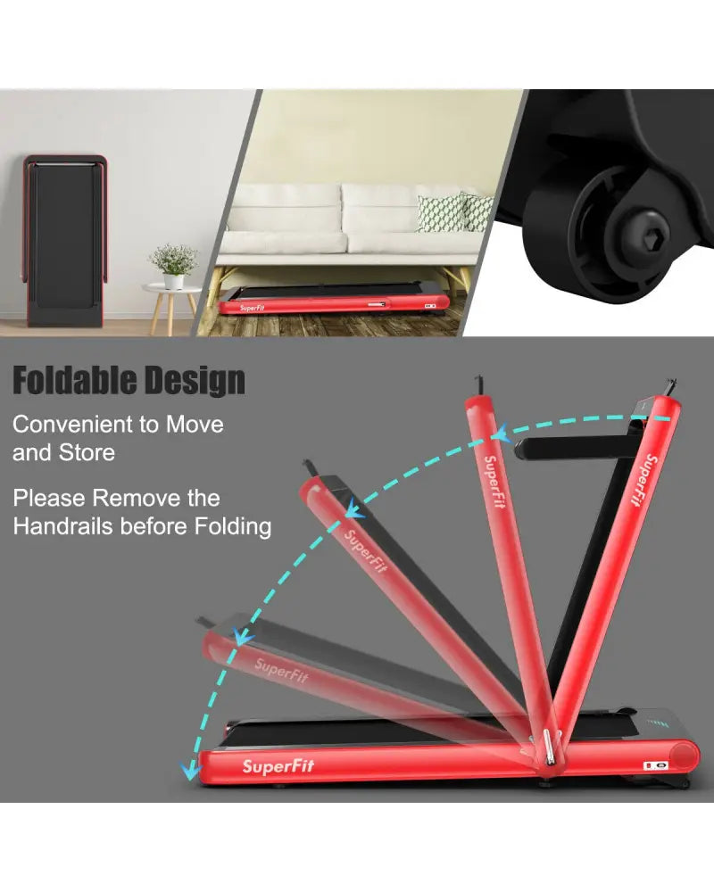4.75HP 2 In 1 Folding Treadmill with Remote APP Control-Red - Red - Treadmills