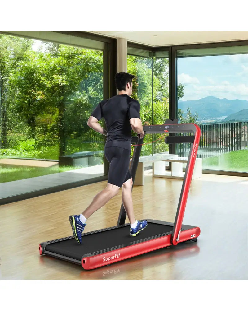 4.75HP 2 In 1 Folding Treadmill with Remote APP Control-Red - Red - Treadmills