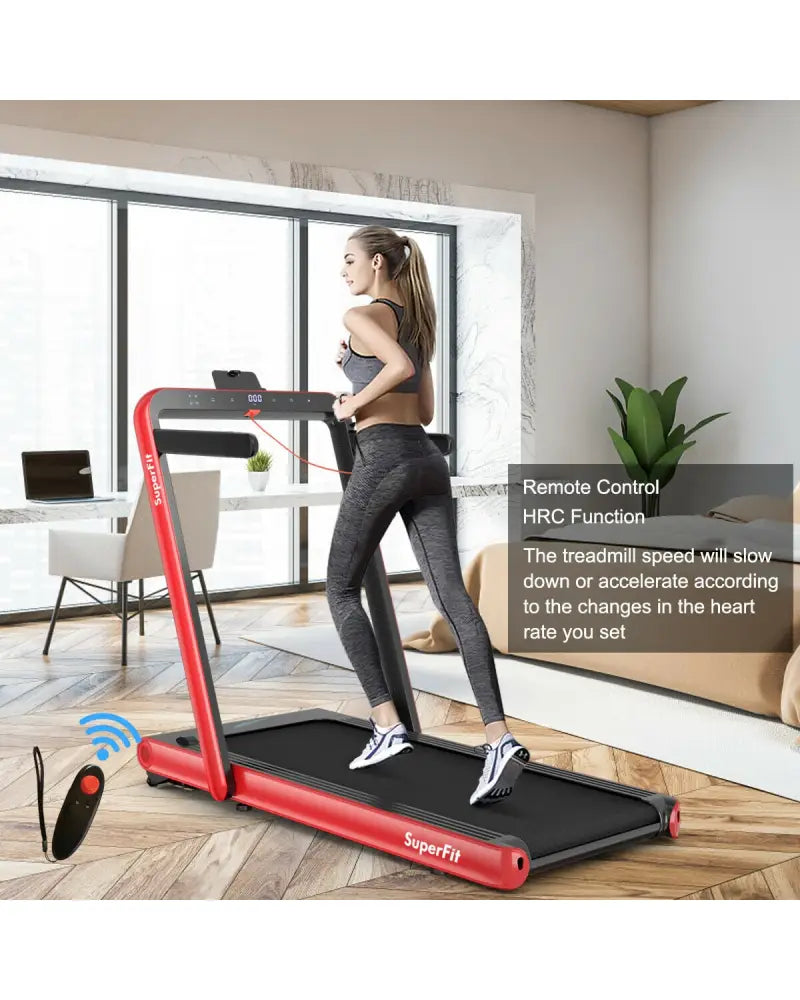 4.75HP 2 In 1 Folding Treadmill with Remote APP Control-Red - Red - Treadmills