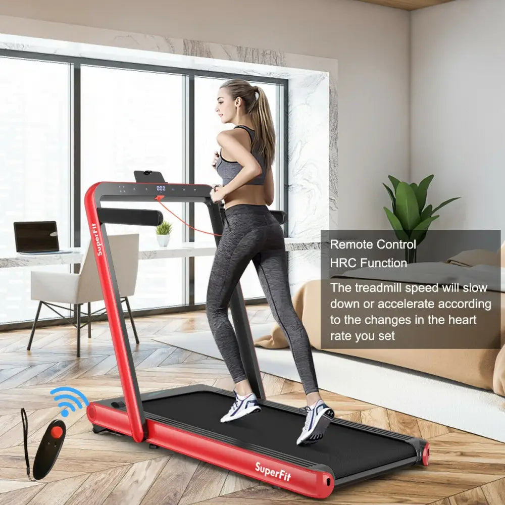 4.75HP 2 In 1 Folding Treadmill with Remote APP Control-Red - Red - Treadmills