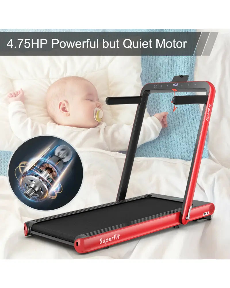 4.75HP 2 In 1 Folding Treadmill with Remote APP Control-Red - Red - Treadmills