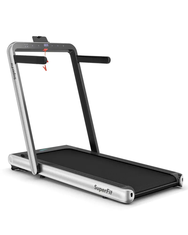4.75HP 2 In 1 Folding Treadmill with Remote APP Control-Silver - Silver - Treadmills