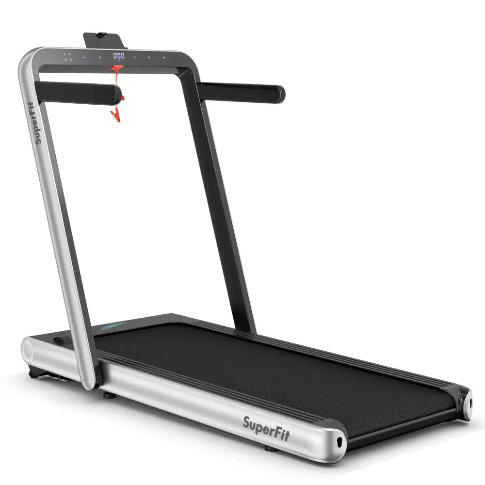 4.75HP 2 In 1 Folding Treadmill with Remote APP Control-Silver - Silver - Treadmills