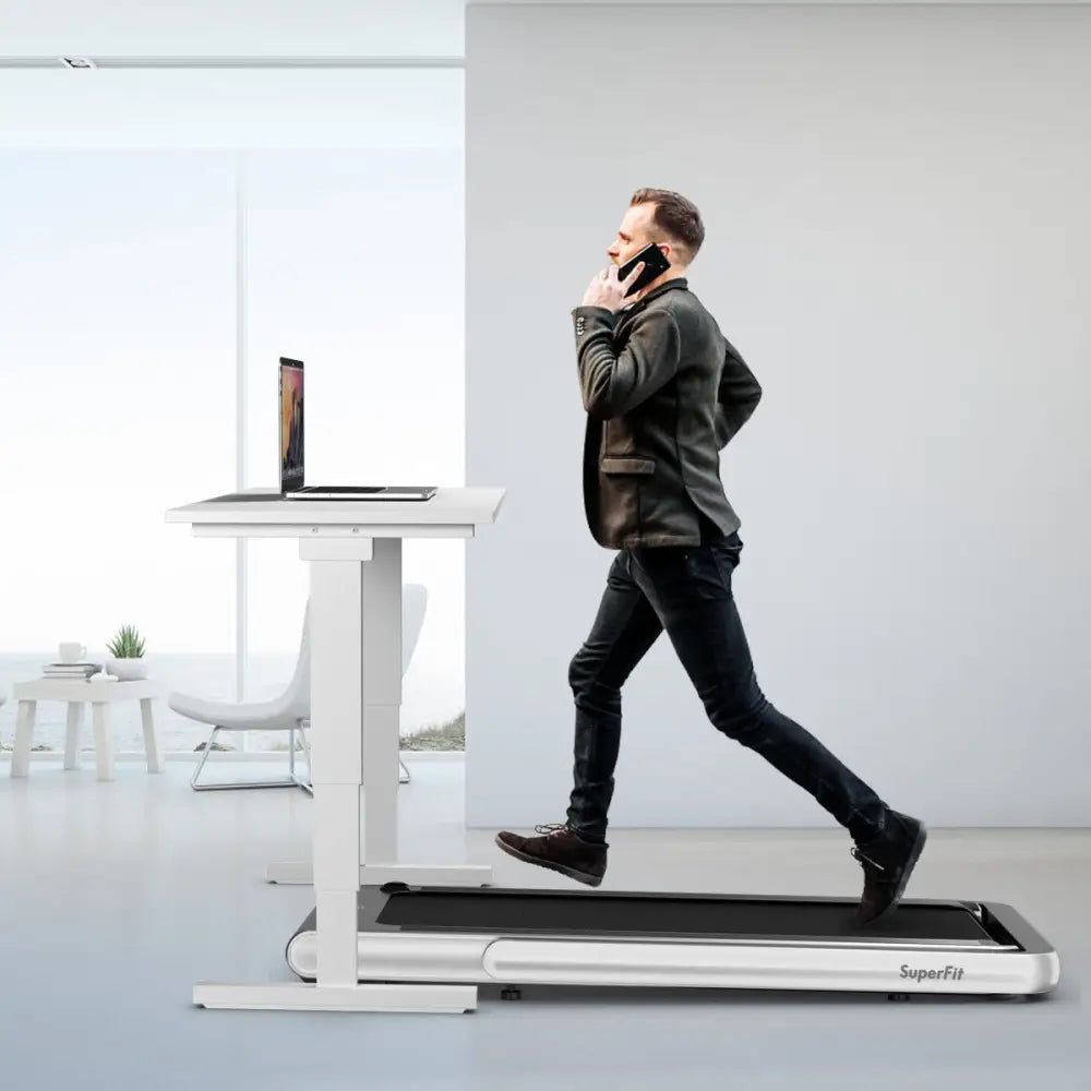4.75HP 2 In 1 Folding Treadmill with Remote APP Control-Silver - Silver - Treadmills