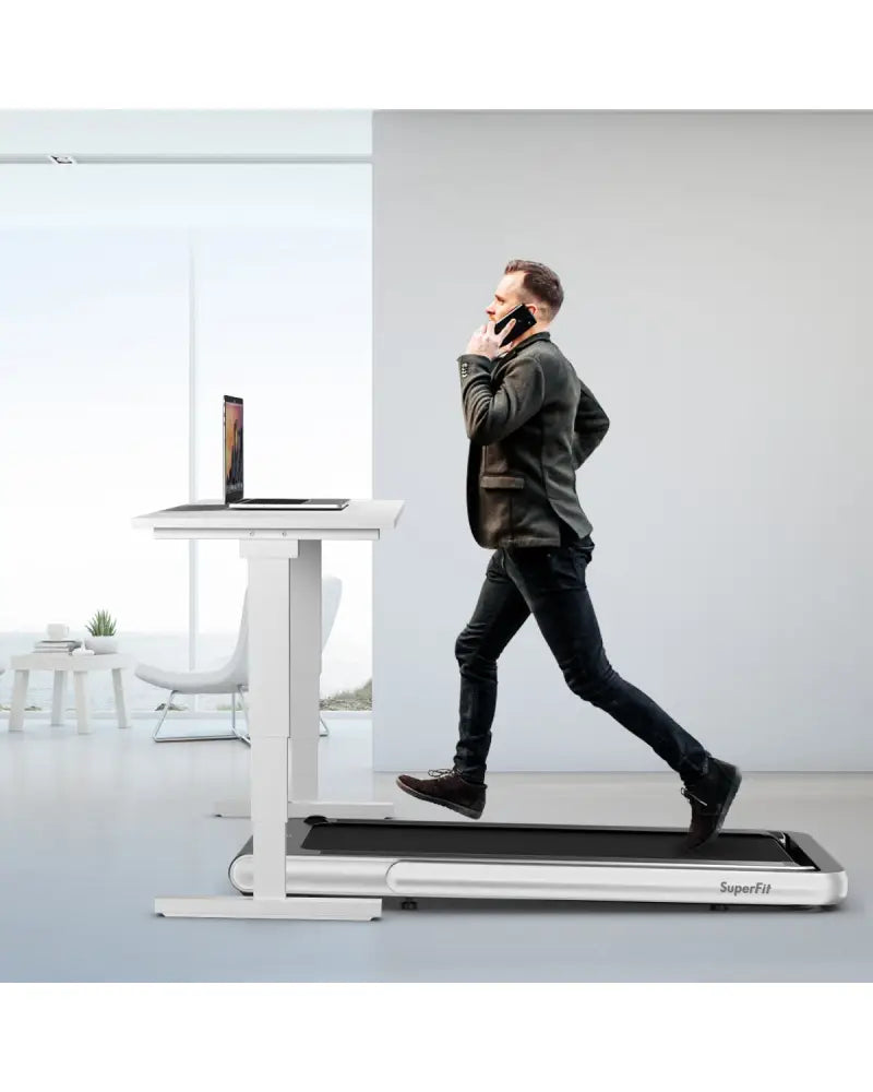 4.75HP 2 In 1 Folding Treadmill with Remote APP Control-Silver - Silver - Treadmills