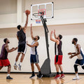 4.9-10 Feet Portable Basketball Hoop 10 Levels Adjustable with Fillable Base and Ball Storage - Black & White - Sport