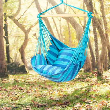 4 Color Deluxe Hammock Rope Chair Porch Yard Tree Hanging Air Swing Outdoor-Navy - Blue - Hammocks