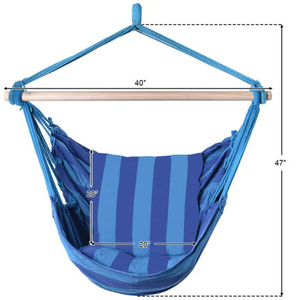 4 Color Deluxe Hammock Rope Chair Porch Yard Tree Hanging Air Swing Outdoor-Navy - Blue - Hammocks
