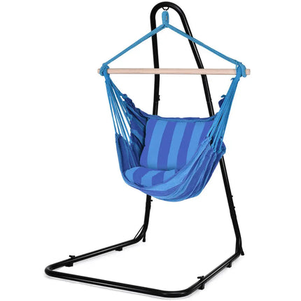 4 Color Deluxe Hammock Rope Chair Porch Yard Tree Hanging Air Swing Outdoor-Navy - Blue - Hammocks