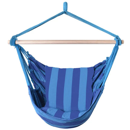 4 Color Deluxe Hammock Rope Chair Porch Yard Tree Hanging Air Swing Outdoor-Navy - Blue - Hammocks