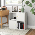 4-Cube Bookcase 3-Tier Bookshelf with Dual Anti-Tipping Kits and 2 Cabinets-White - White - Bookcases