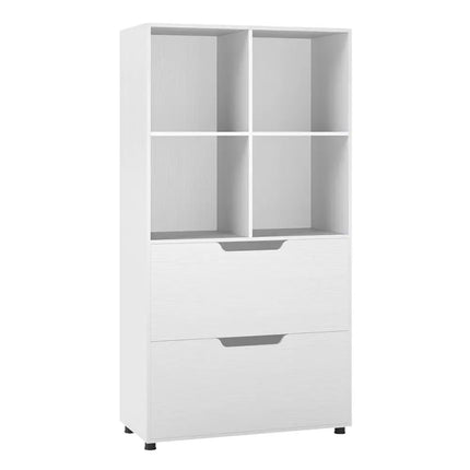 4-Cube Bookcase with 2 Drawers 51 inch 5-Tier Tall Freestanding Bookshelf-White Costway