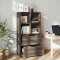 4-Cube Bookcase with 2 Drawers 51 inch 5-Tier Tall Freestanding Bookshelf-Gray - Gray - Bookcases