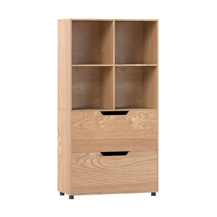 4-Cube Bookcase with 2 Drawers 51 inch 5-Tier Tall Freestanding Bookshelf-Natural Costway