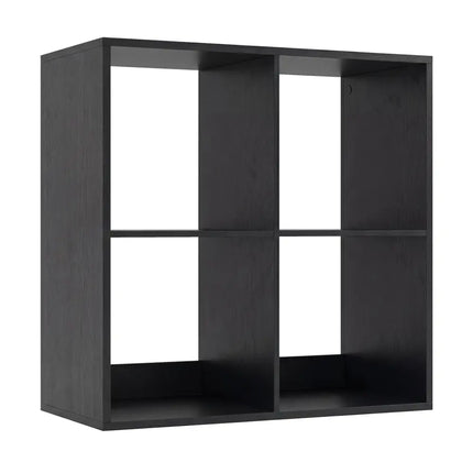 4 Cube Bookshelf with Back Guardrail for Living Room Bedroom-Black Costway