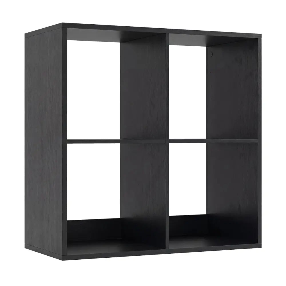 4 Cube Bookshelf with Back Guardrail for Living Room Bedroom-Black - Black - Bookcases