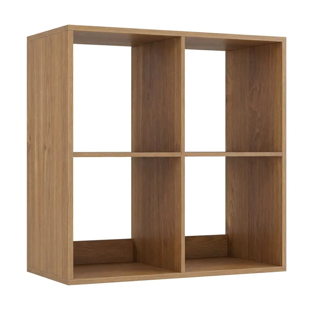4 Cube Bookshelf with Back Guardrail for Living Room Bedroom-Natural - Natural - Bookcases