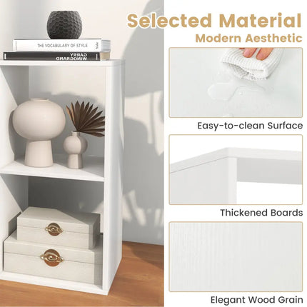 4 Cube Bookshelf with Back Guardrail for Living Room Bedroom-White Costway