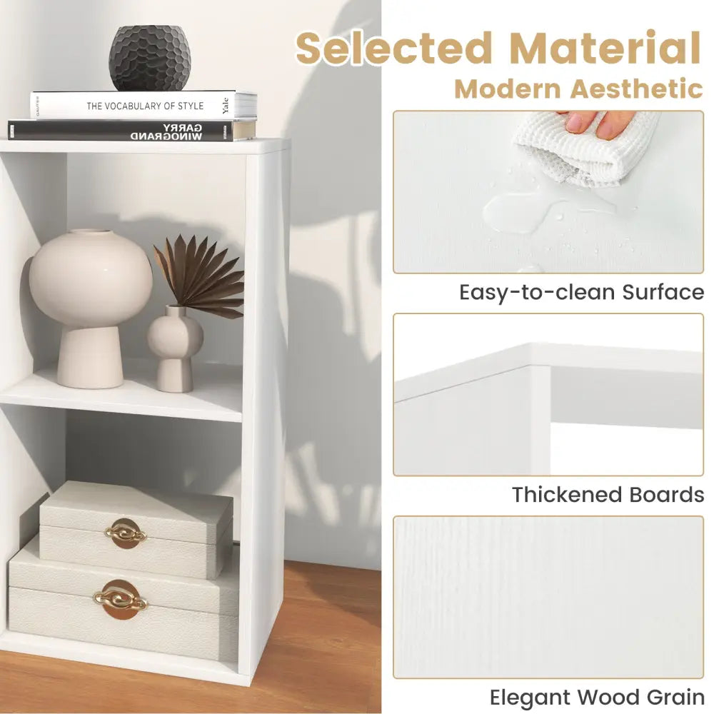 4 Cube Bookshelf with Back Guardrail for Living Room Bedroom-White - White - Bookcases