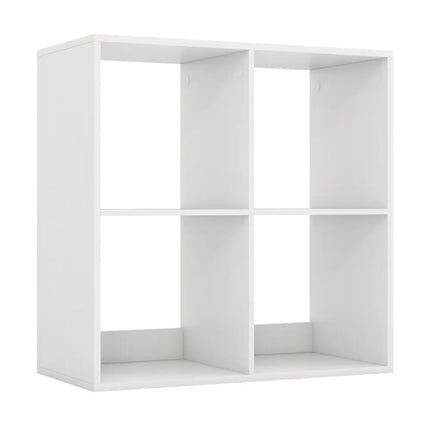 4 Cube Bookshelf with Back Guardrail for Living Room Bedroom-White Costway