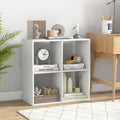 4 Cube Bookshelf with Back Guardrail for Living Room Bedroom-White - White - Bookcases