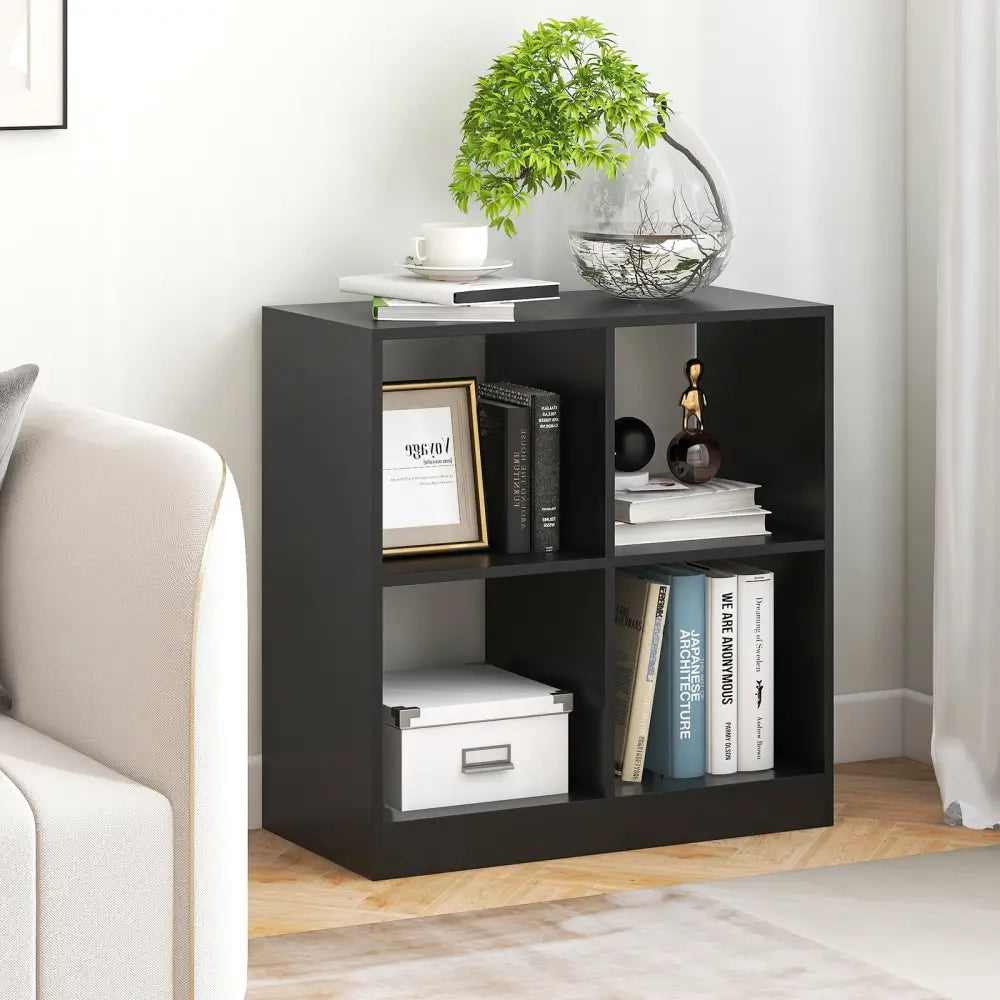 4-Cube Kids Bookcase with Open Shelves-Black - Black - Kids Storage